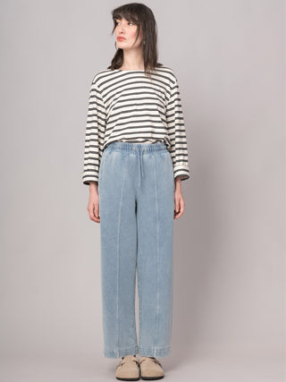 Sable - Denim Wash French Terry Straight Leg Trousers - Forgotten Tribes