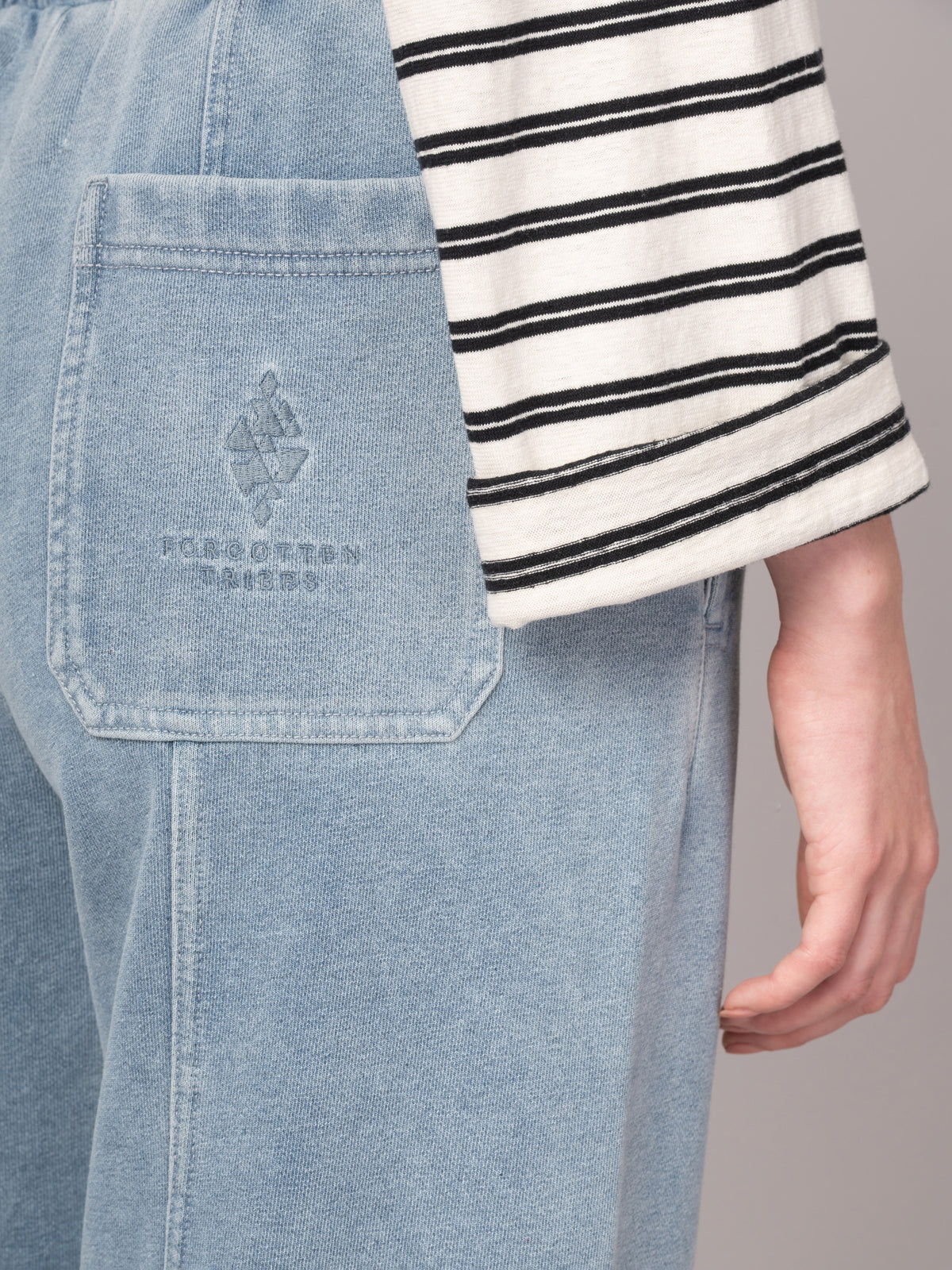 Sable - Denim Wash French Terry Straight Leg Trousers - Forgotten Tribes