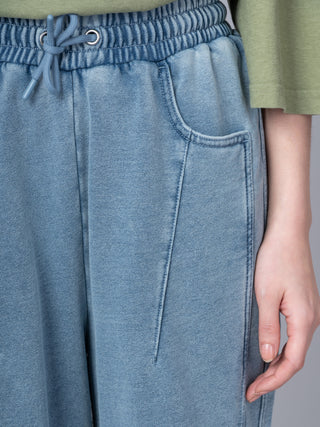 Paxi - Denim Wash French Terry Barrel Leg Trousers - Forgotten Tribes