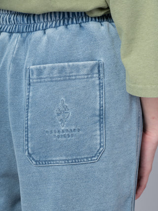 Paxi - Denim Wash French Terry Barrel Leg Trousers - Forgotten Tribes