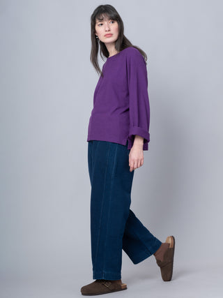 Paxi - Denim Wash French Terry Barrel Leg Trousers - Forgotten Tribes
