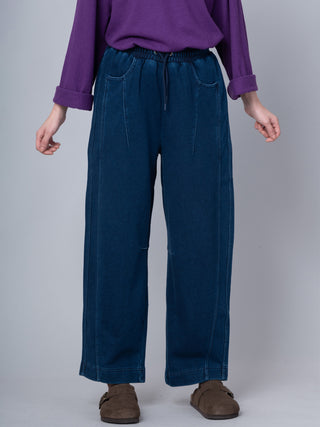 Paxi - Denim Wash French Terry Barrel Leg Trousers