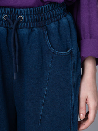 Paxi - Denim Wash French Terry Barrel Leg Trousers - Forgotten Tribes