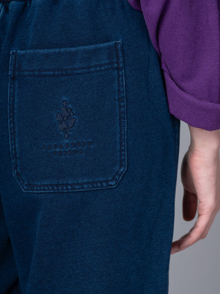 Paxi - Denim Wash French Terry Barrel Leg Trousers - Forgotten Tribes