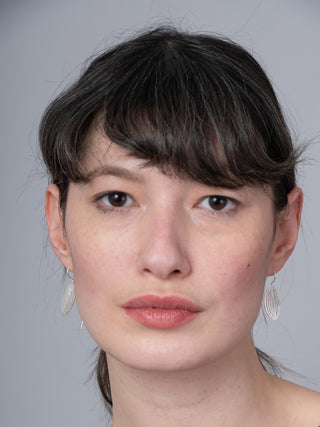 Sterling Silver Oval Leaf Earrings