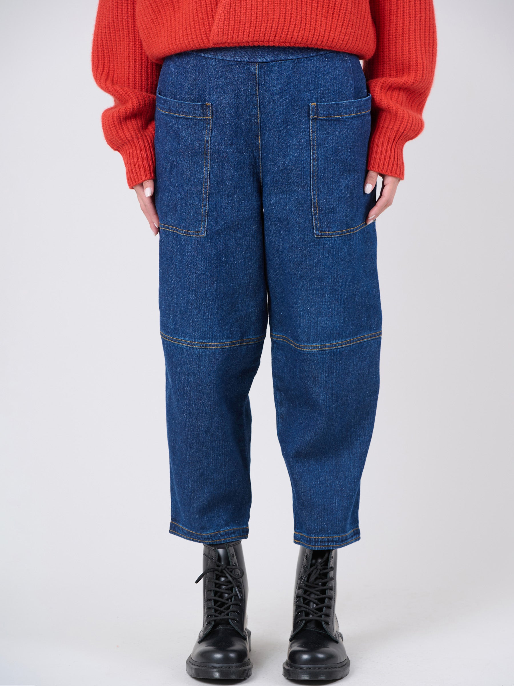 Waste Yarn Denim Cropped Barrel Leg Jeans - Forgotten Tribes
