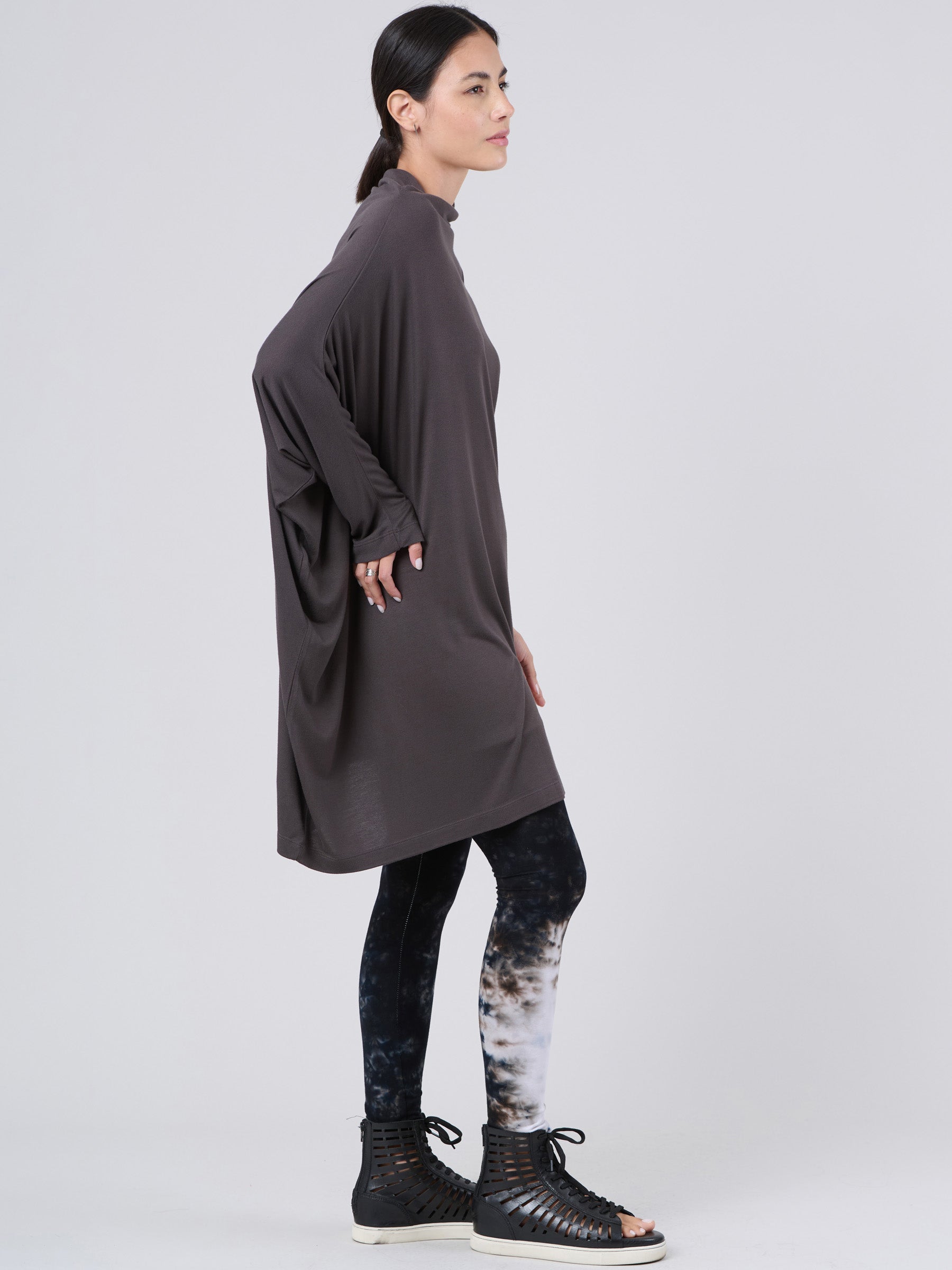 Bamboo Jersey Long Sleeve Roll Neck Tunic - Forgotten Tribes