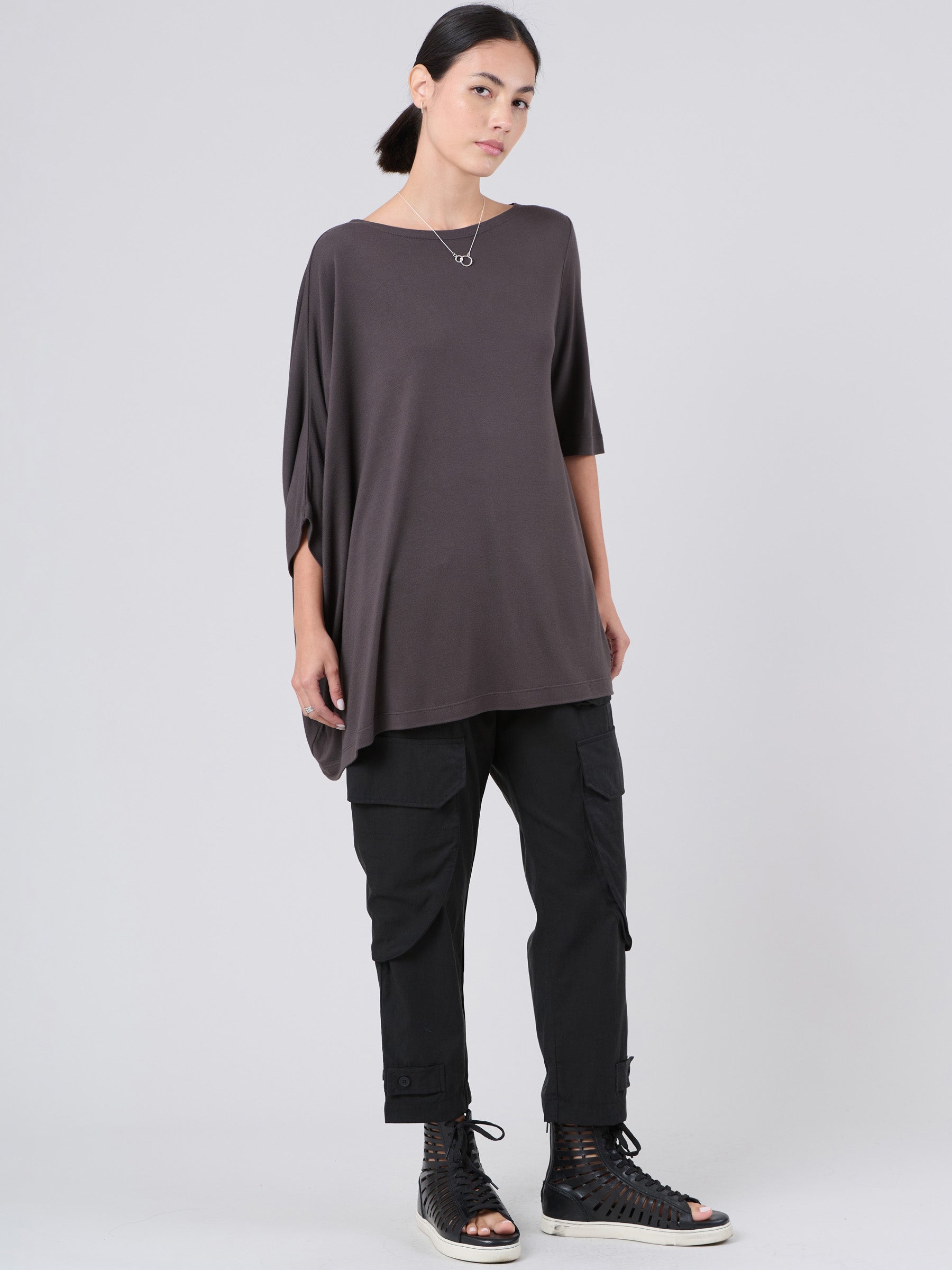 Bamboo Jersey Short Sleeve Asymmetric Top - Forgotten Tribes