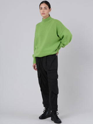 Merino Wool Bamboo Blend Chunky Mock Neck Sweater - Forgotten Tribes