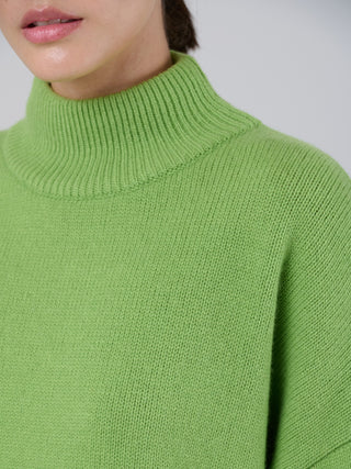 Merino Wool Bamboo Blend Chunky Mock Neck Sweater - Forgotten Tribes