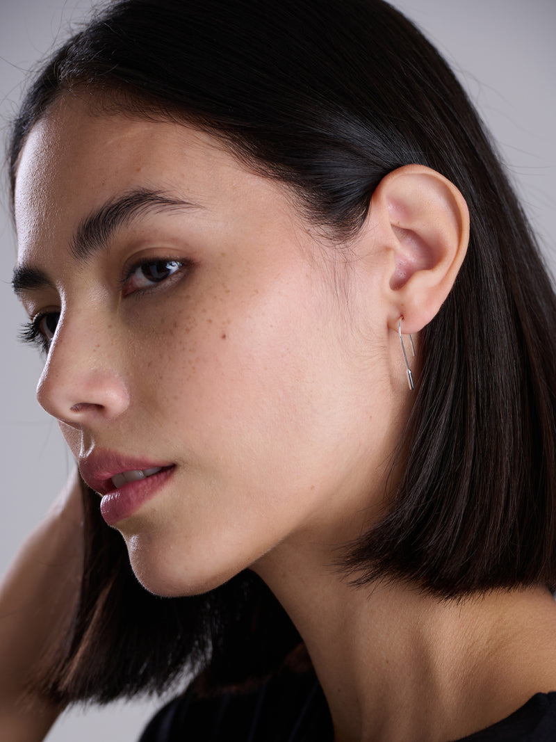 Sterling Silver Thread Through Earrings with Column - Forgotten Tribes