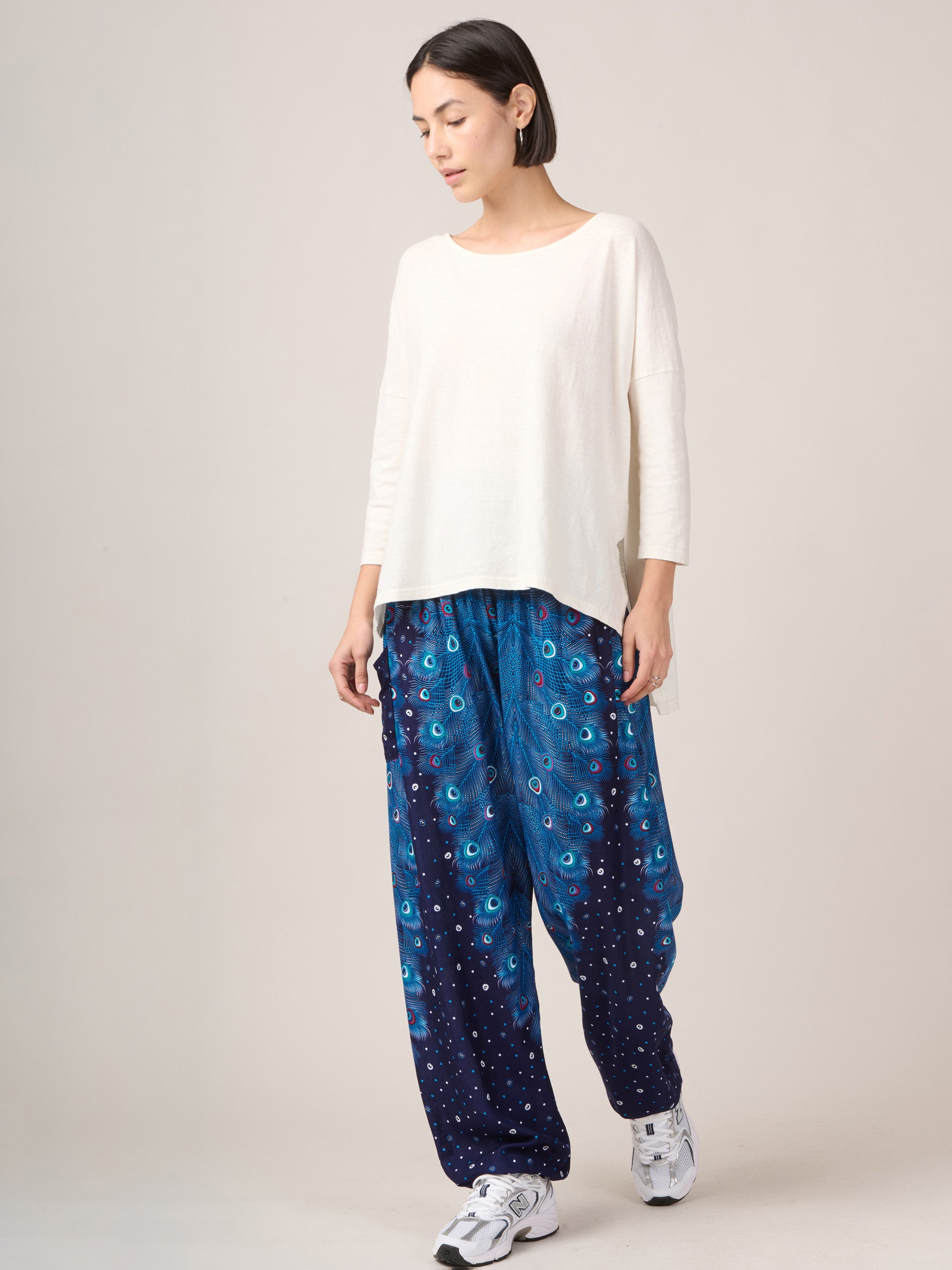 Peacock Feathers Harem Pants - High Crotch - Forgotten Tribes