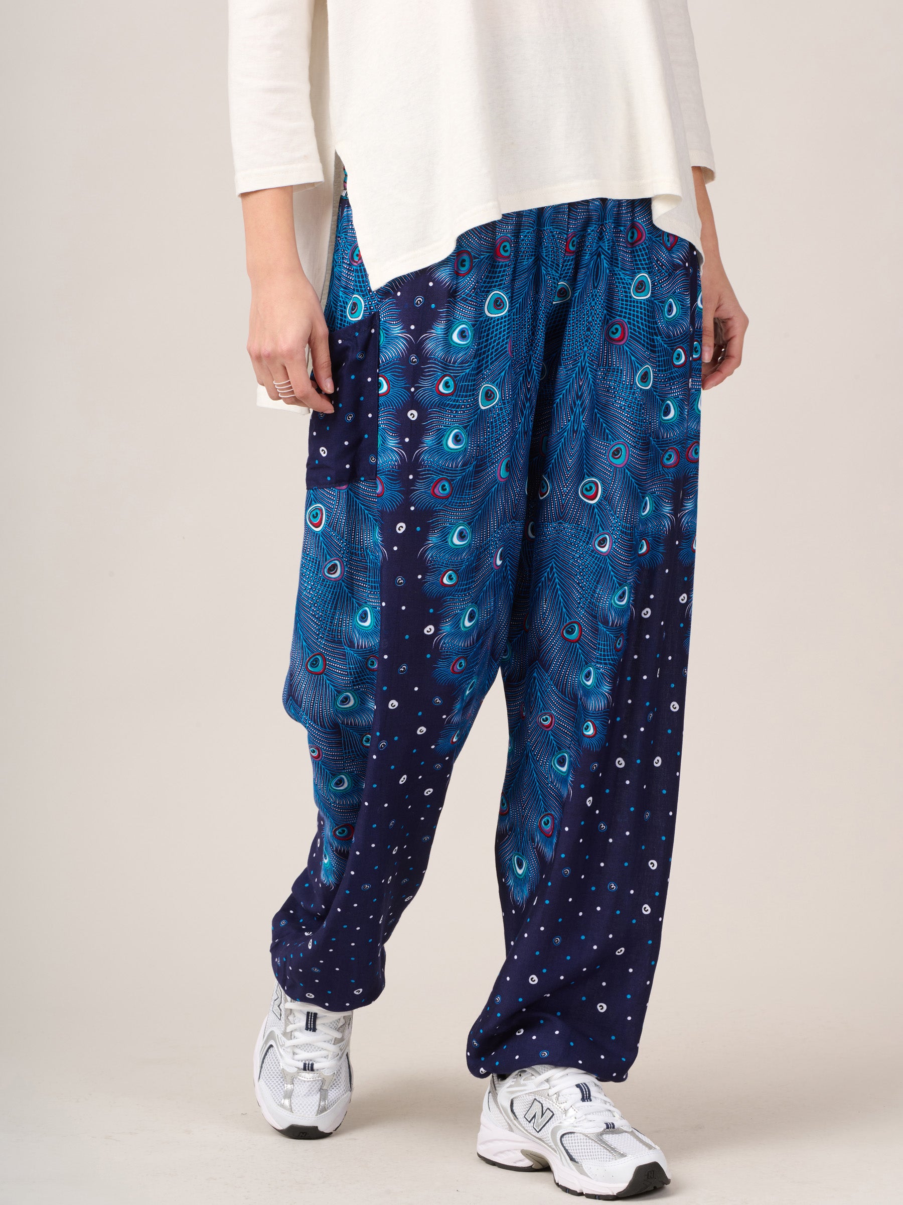 Peacock Feathers Harem Pants - High Crotch - Forgotten Tribes