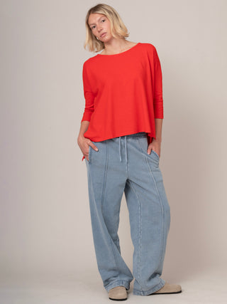 Sable - Denim Wash Fleece Straight Leg Trousers - Forgotten Tribes