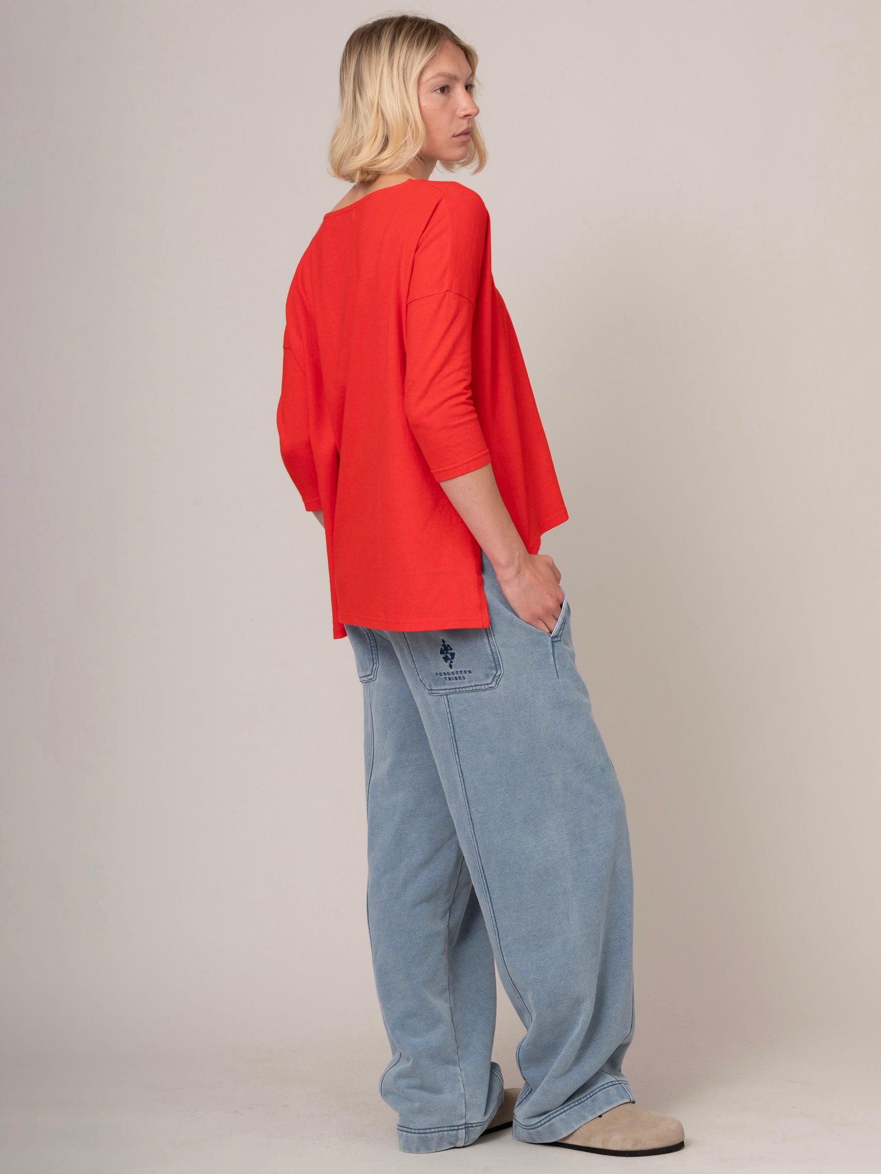 Sable - Denim Wash Fleece Straight Leg Trousers