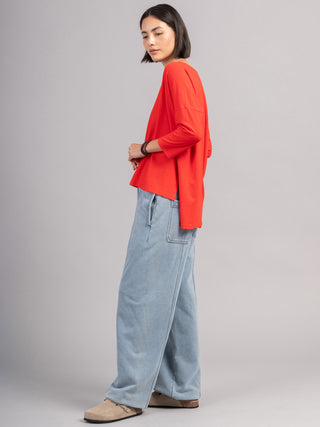 Sable - Denim Wash Fleece Straight Leg Trousers - Forgotten Tribes