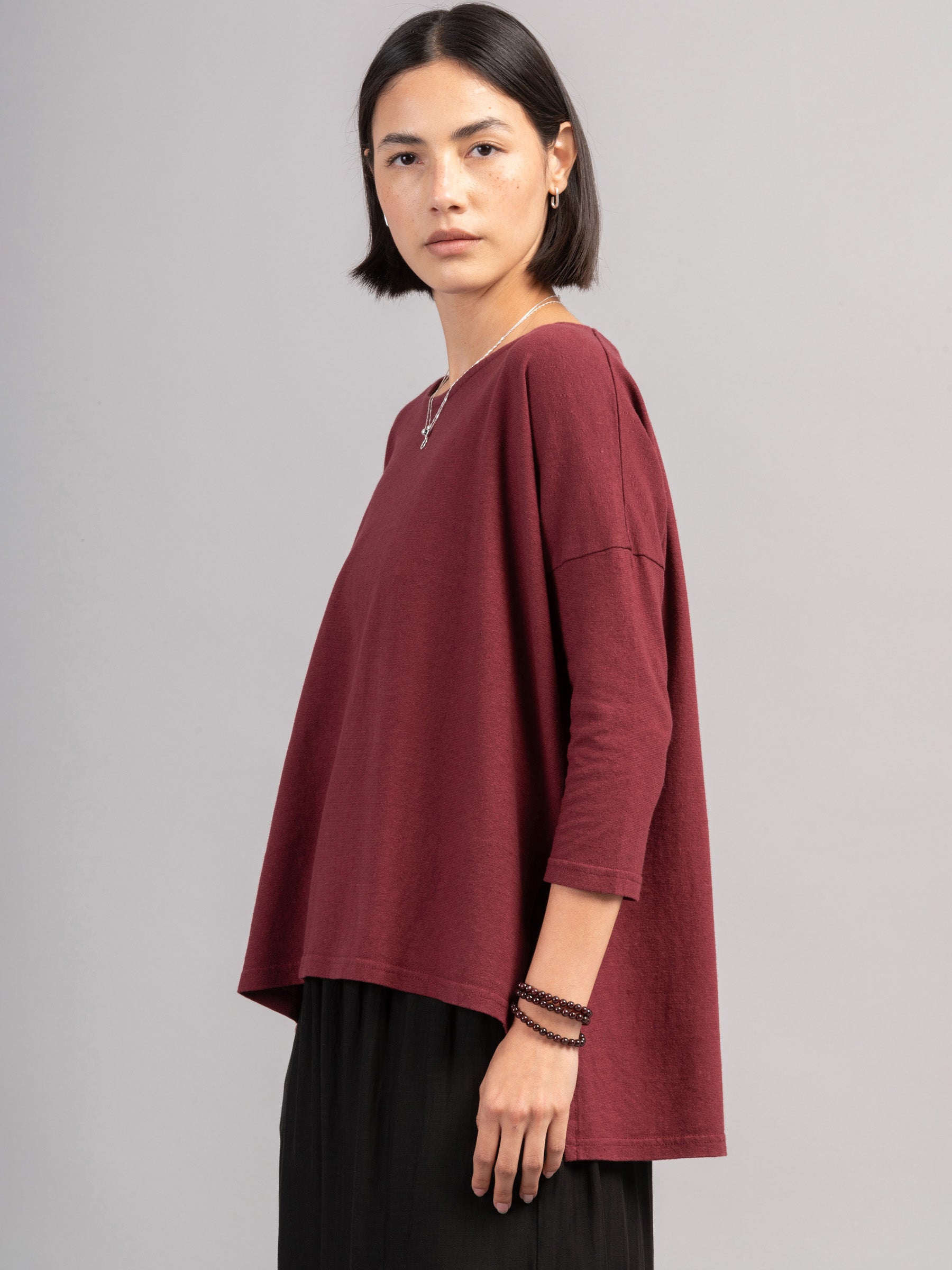 Heavyweight Hemp Organic Cotton Cropped Sleeve T-Shirt
