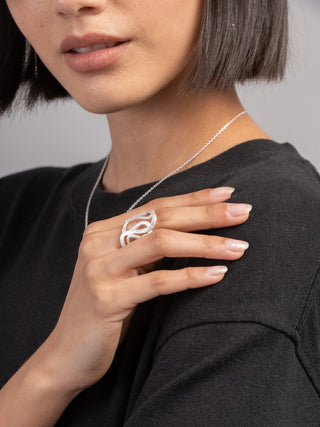 Sterling Silver Fluid Line Statement Ring - Forgotten Tribes