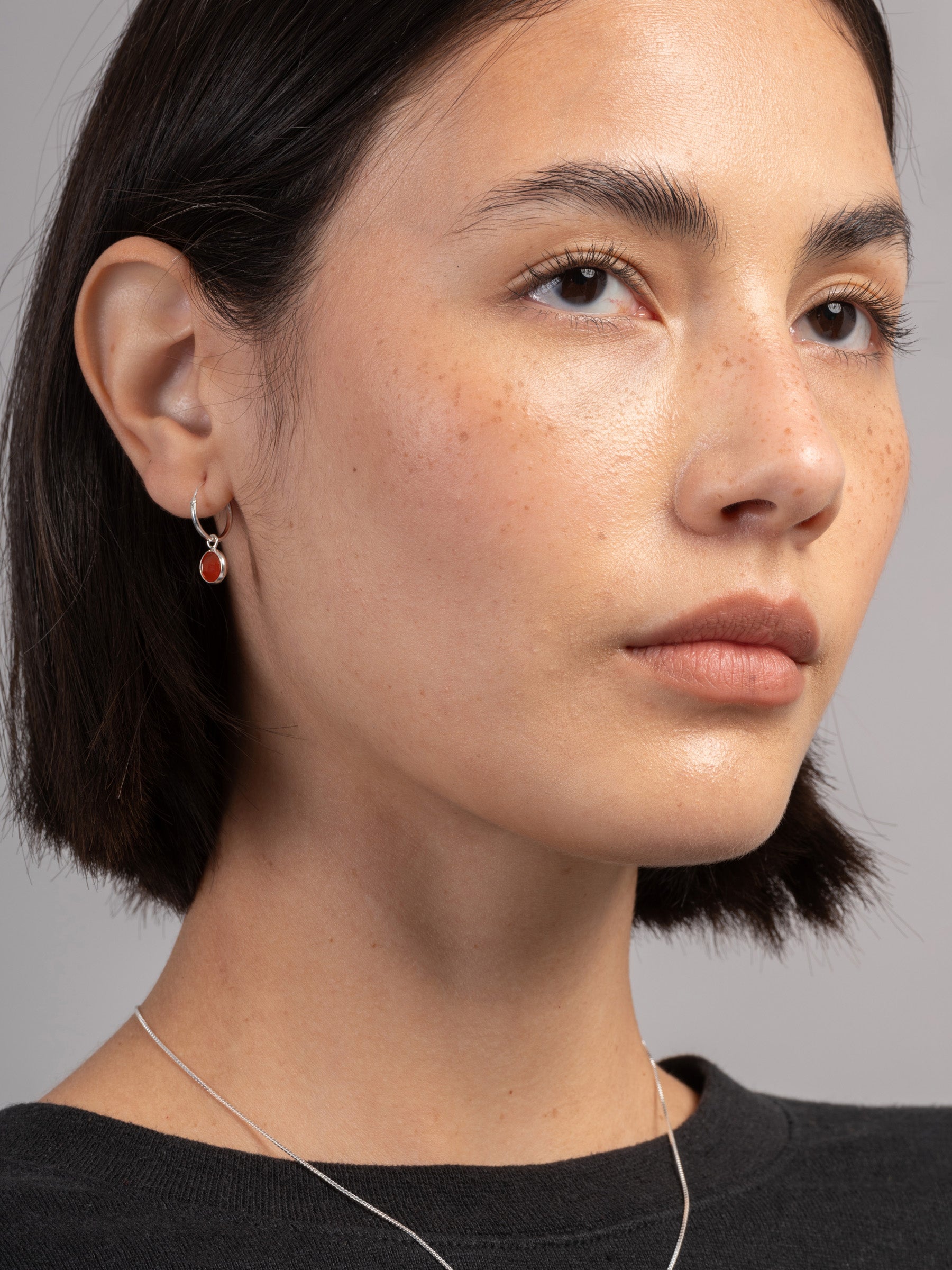 Round Gemstone Drop Earrings