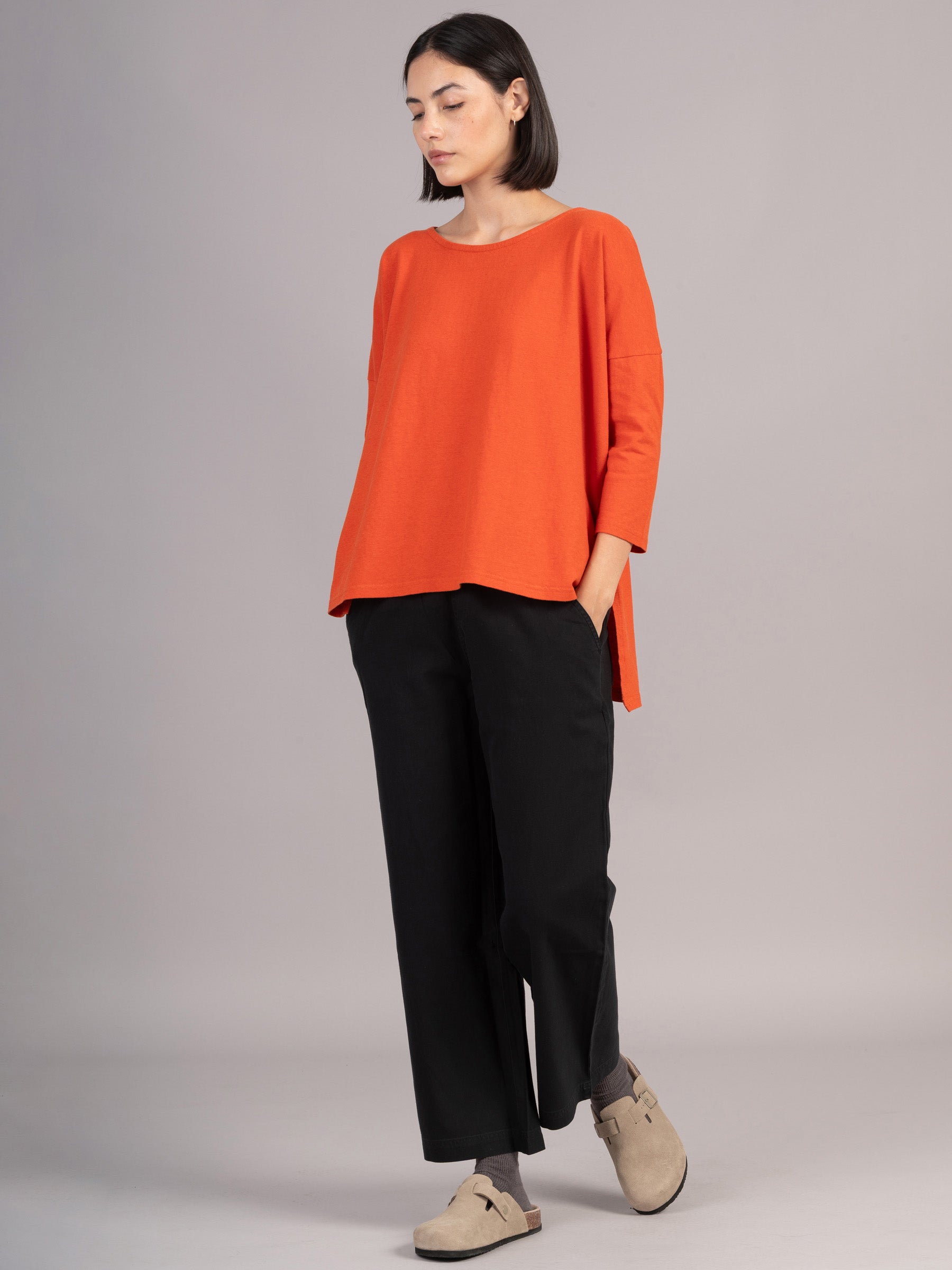 Heavyweight Hemp Organic Cotton Cropped Sleeve T-Shirt