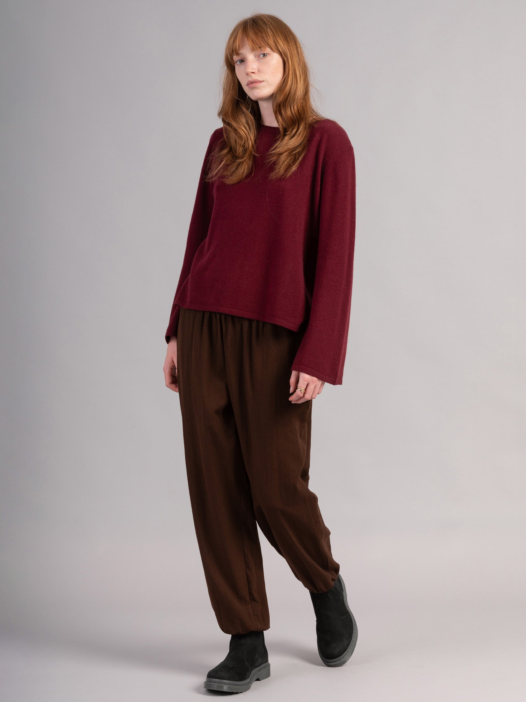 Elba - Merino Wool Bamboo Blend Sweater - Cordovan