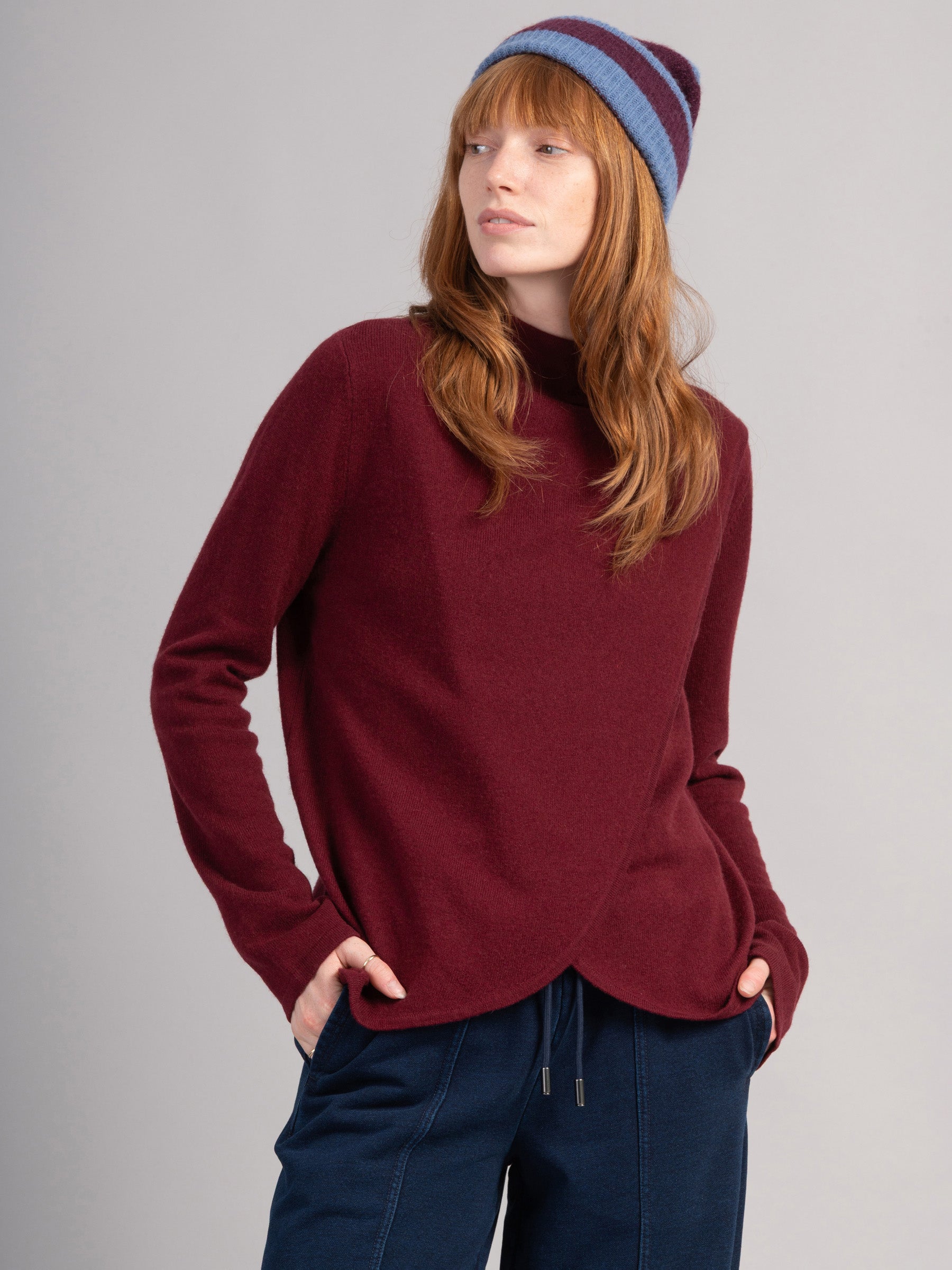 Iona - Merino Wool Bamboo Blend Sweater - Cordovan