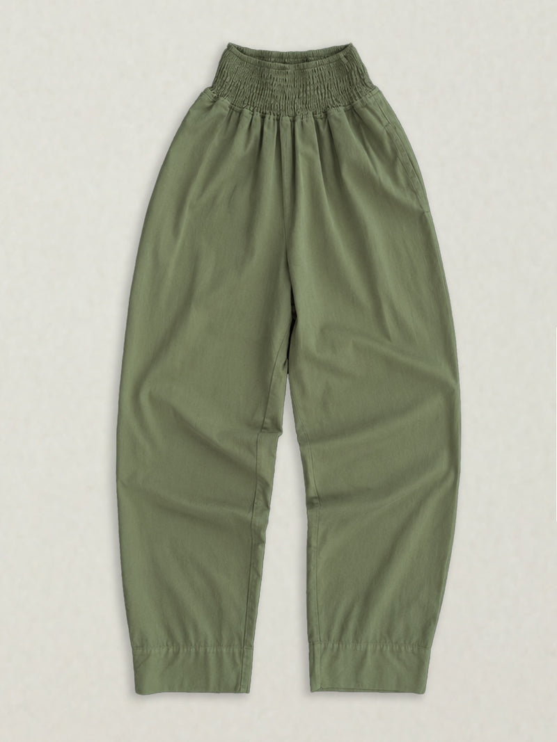 Rieu - Organic Cotton Trousers with Shirred Waist
