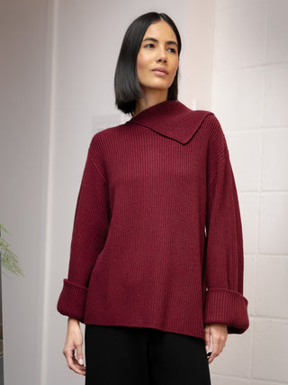Sawan - Merino Wool Bamboo Blend Fisherman Rib Jumper with Collar - Forgotten Tribes