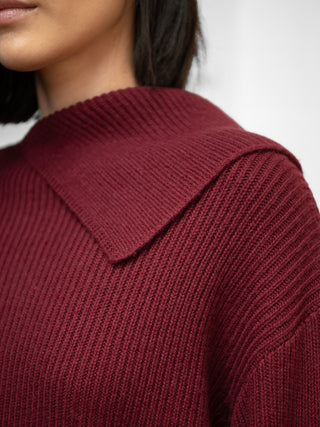 Sawan - Merino Wool Bamboo Blend Fisherman Rib Jumper with Collar - Forgotten Tribes