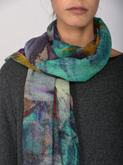 Silk Fine Wool Blend Water Colour Scarf - Turquoise - Forgotten Tribes