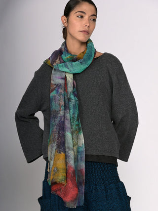 Silk Fine Wool Blend Water Colour Scarf - Turquoise - Forgotten Tribes