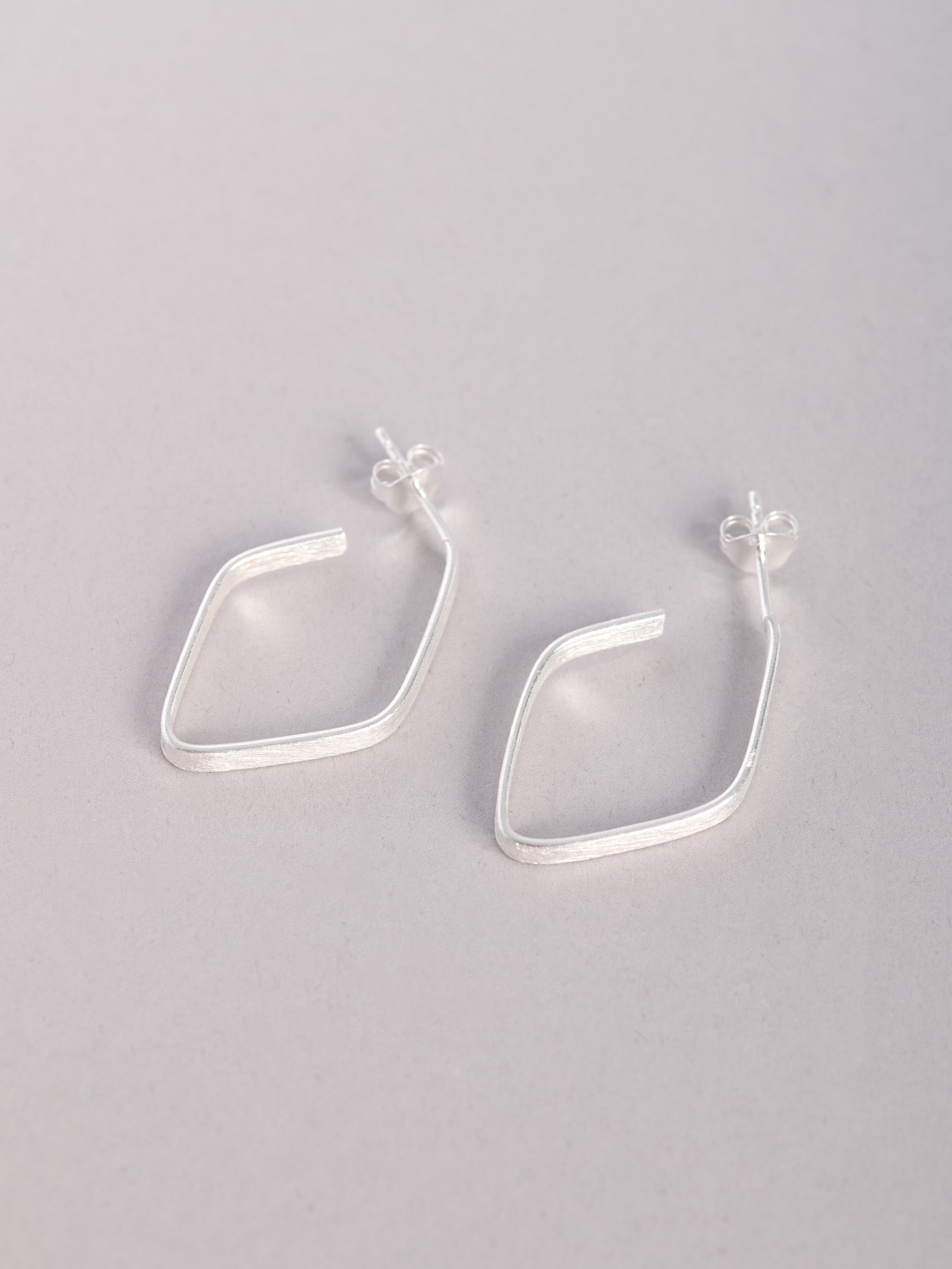 Sterling Silver Diamond Shape Hoop Earrings - Forgotten Tribes