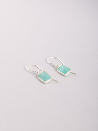 Sterling Silver Gemstone Square Drop Earrings - Forgotten Tribes