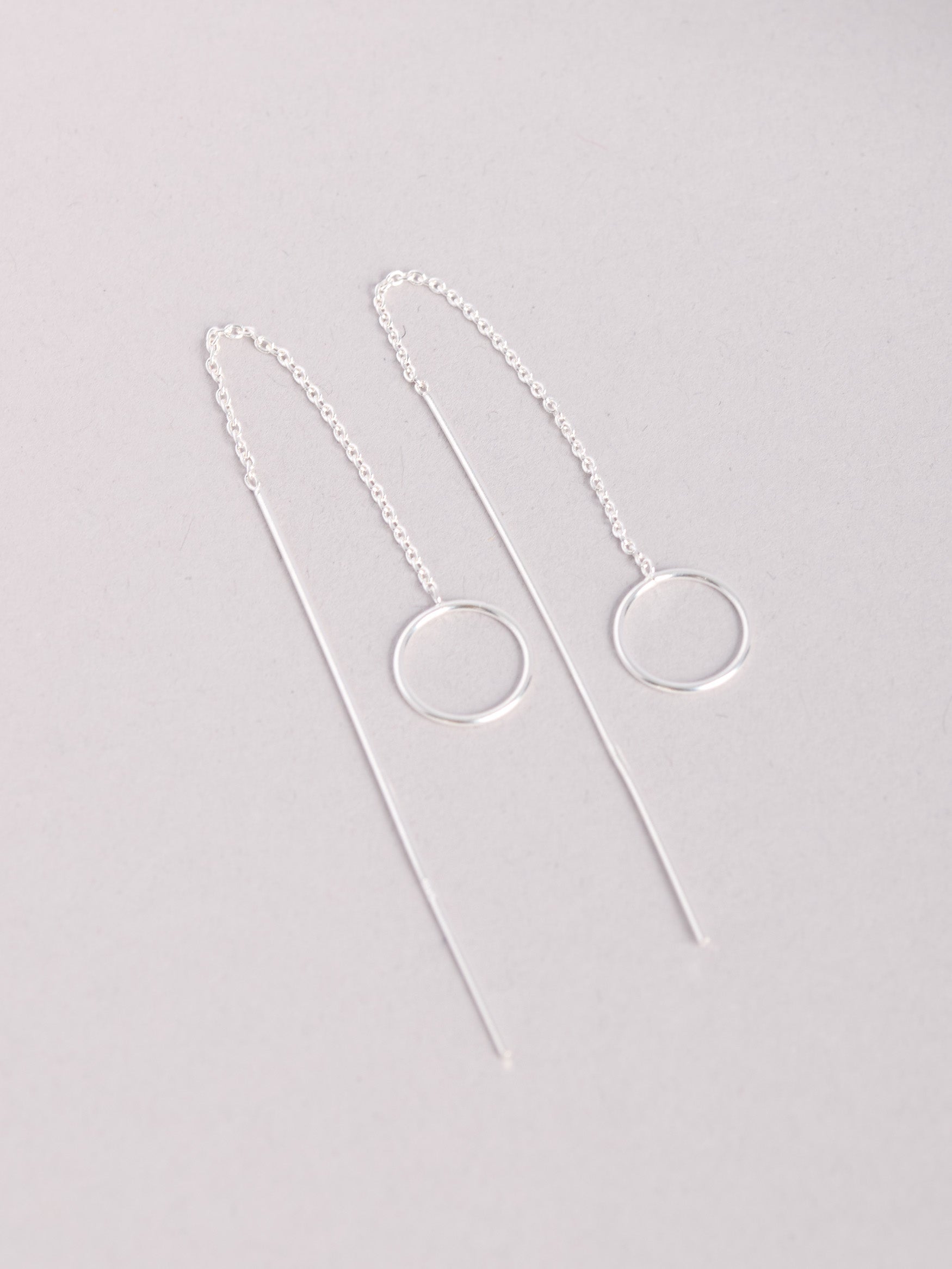 Sterling Silver Minimalist Circle Threader Earrings - Forgotten Tribes