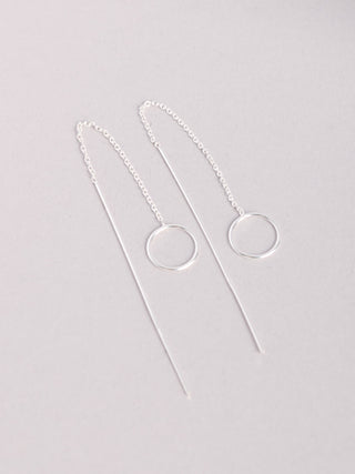 Sterling Silver Minimalist Circle Threader Earrings - Forgotten Tribes