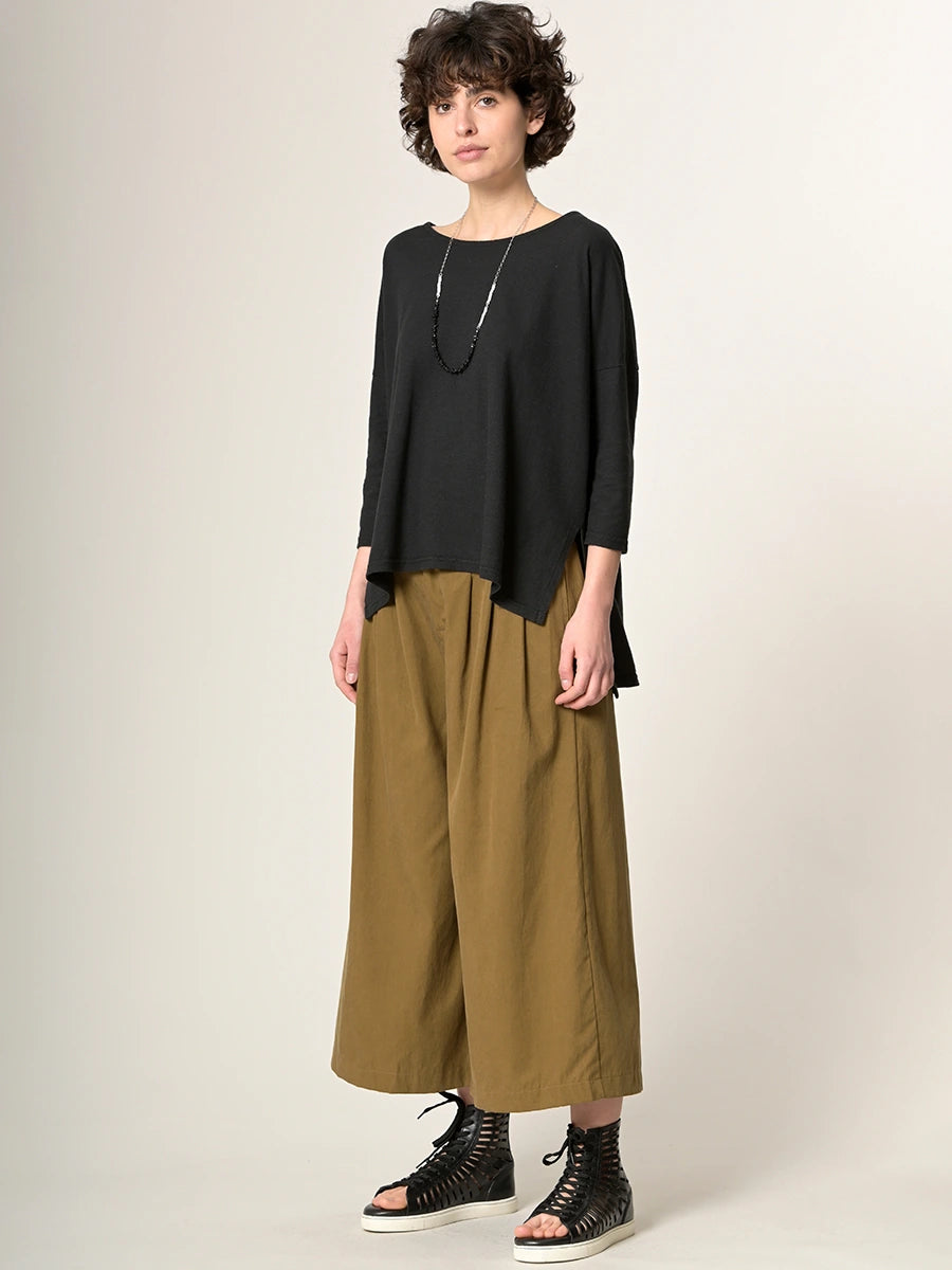 Cropped Wide Leg Tencel® Trousers with Back Pockets - Forgotten Tribes