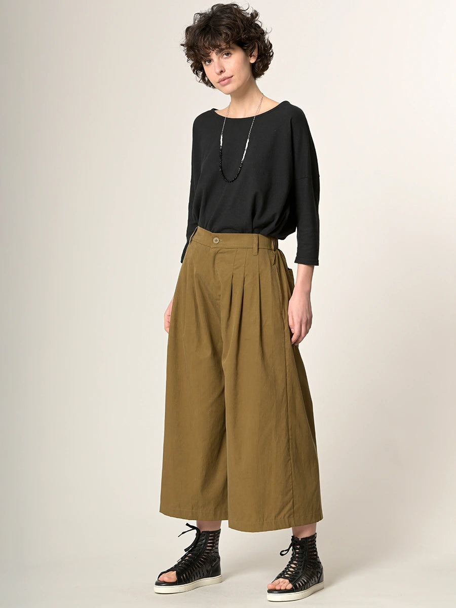 Cropped Wide Leg Tencel® Trousers with Back Pockets - Forgotten Tribes