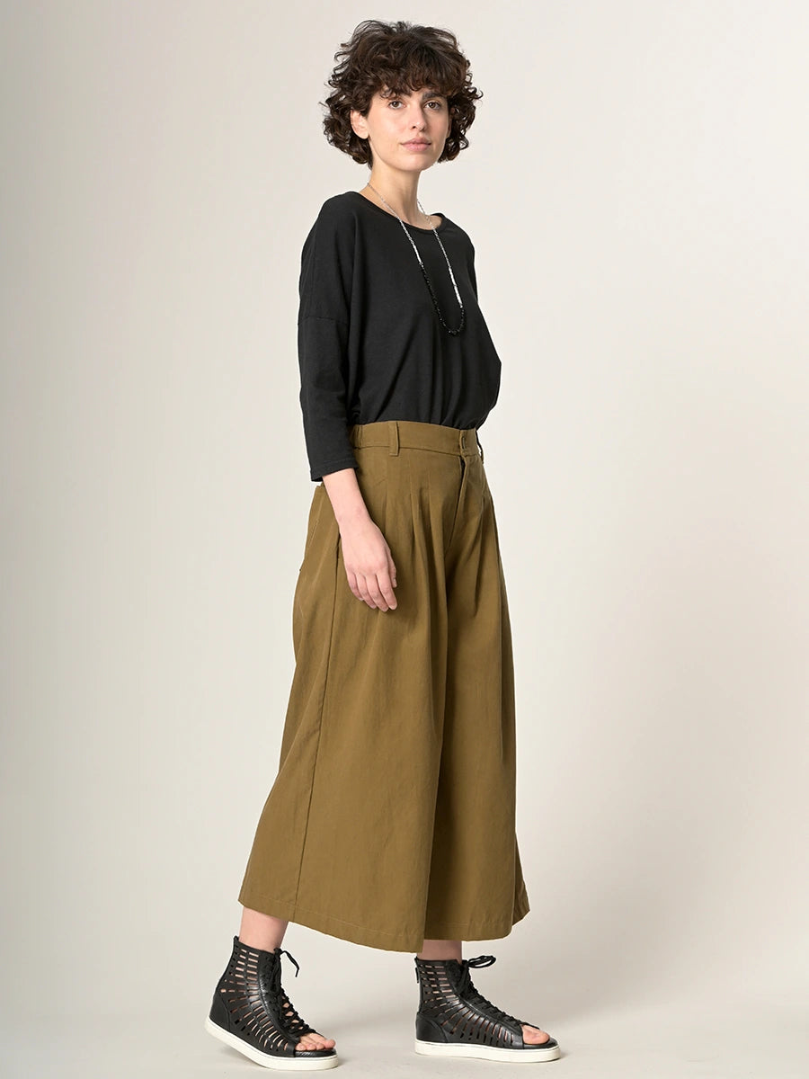 Cropped Wide Leg Tencel® Trousers with Back Pockets - Forgotten Tribes