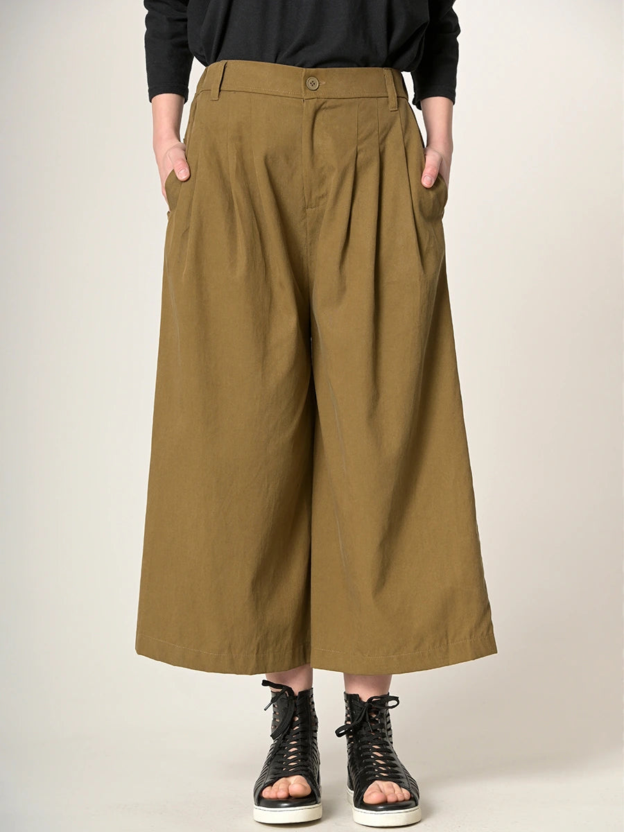 Cropped Wide Leg Tencel® Trousers with Back Pockets - Forgotten Tribes