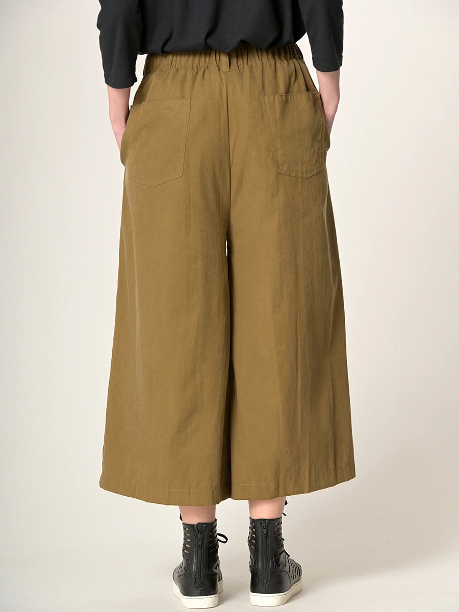 Cropped Wide Leg Tencel® Trousers with Back Pockets - Forgotten Tribes