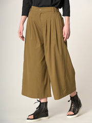 Cropped Wide Leg Tencel® Trousers with Back Pockets - Forgotten Tribes