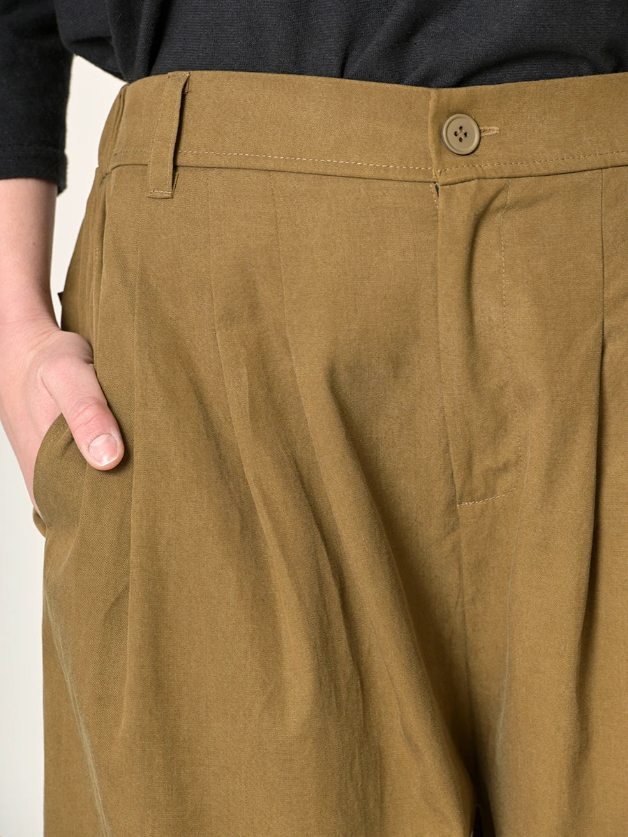 Cropped Wide Leg Tencel® Trousers with Back Pockets - Forgotten Tribes