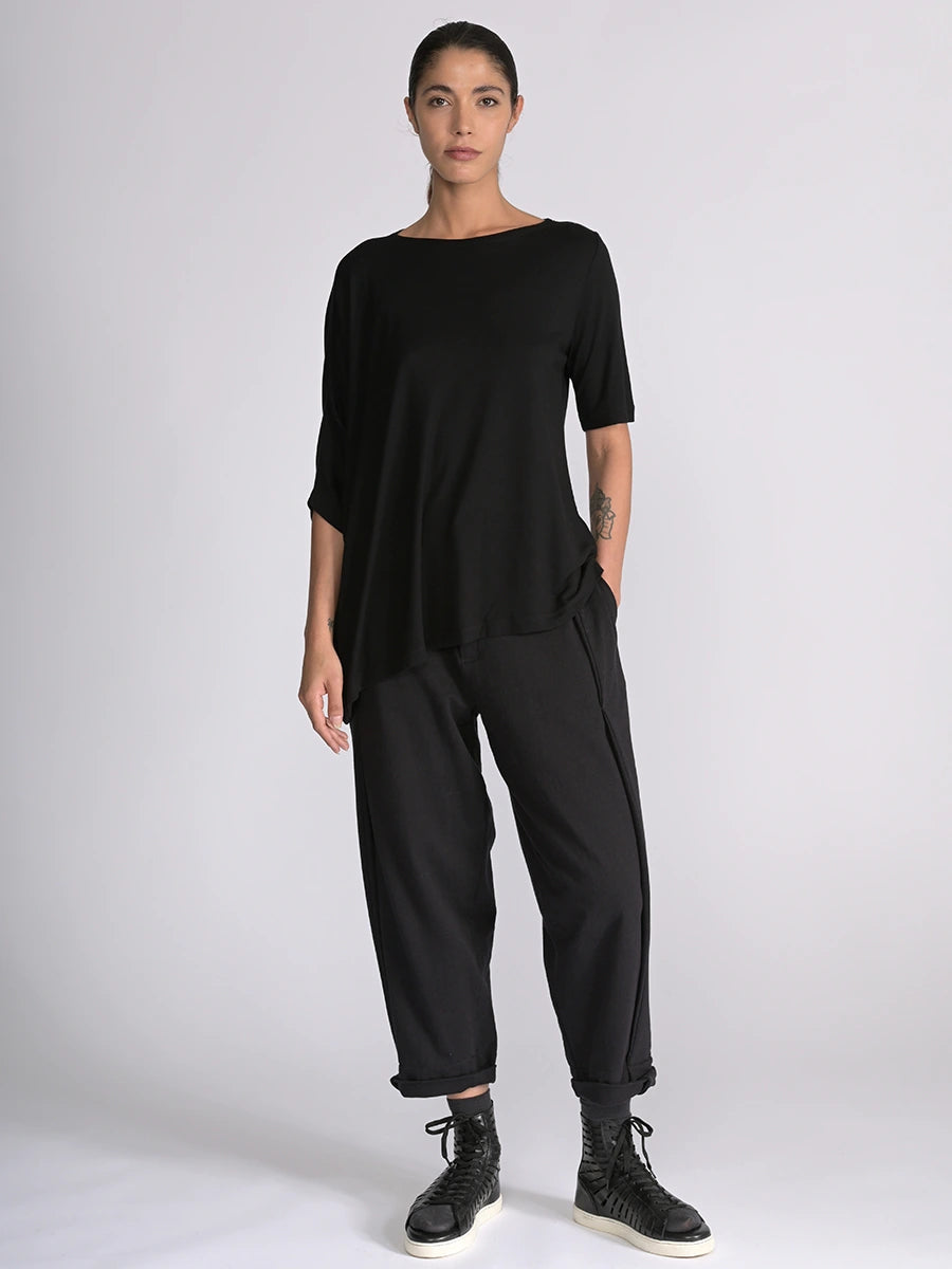 Short Sleeve Asymmetric Bamboo Jersey Top - Forgotten Tribes