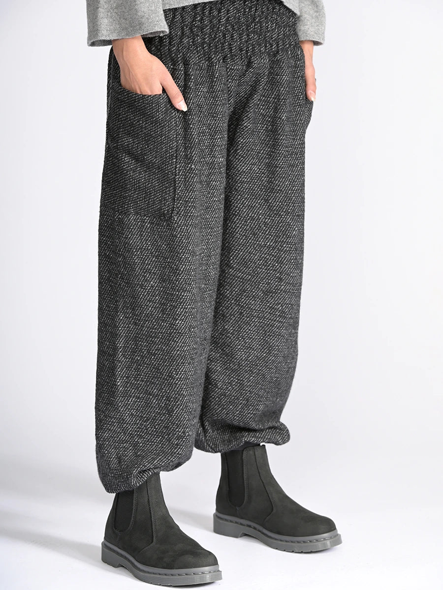 Grey Stripes Wool Harem Pants - High Crotch - Forgotten Tribes