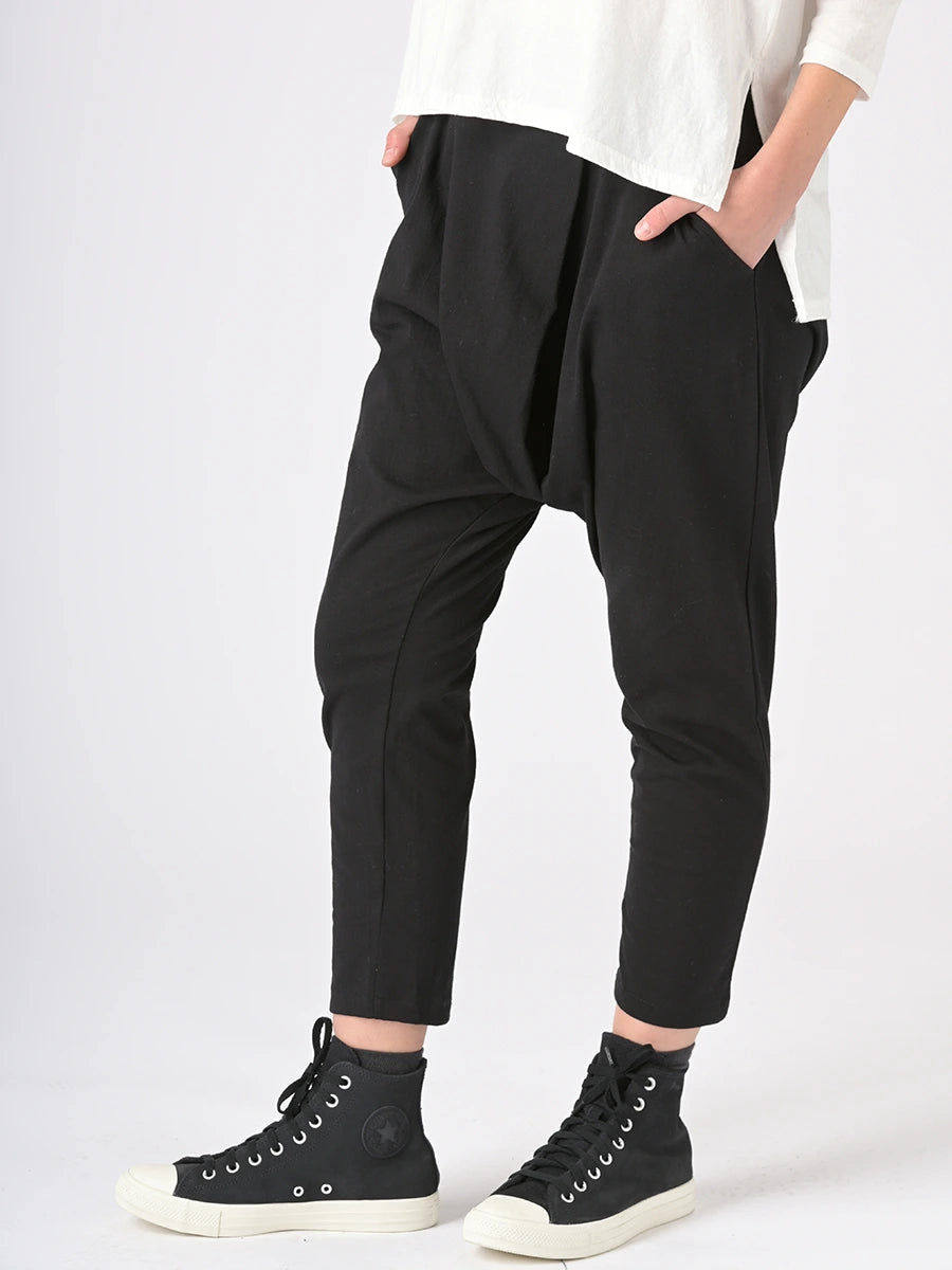 Dropped Crotch Tapered Trousers With Front Fold - Forgotten Tribes