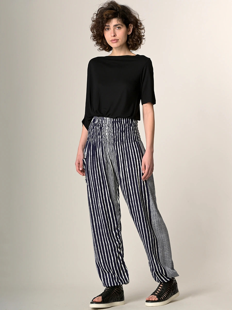 Pantalon Cropped Imprimé Rayures Femme - Crinkle Satin - Taille 8-18 - Look Harem 3/4