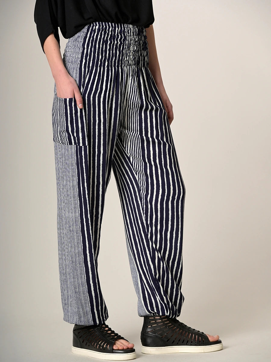 Black and white striped harem pants cheap