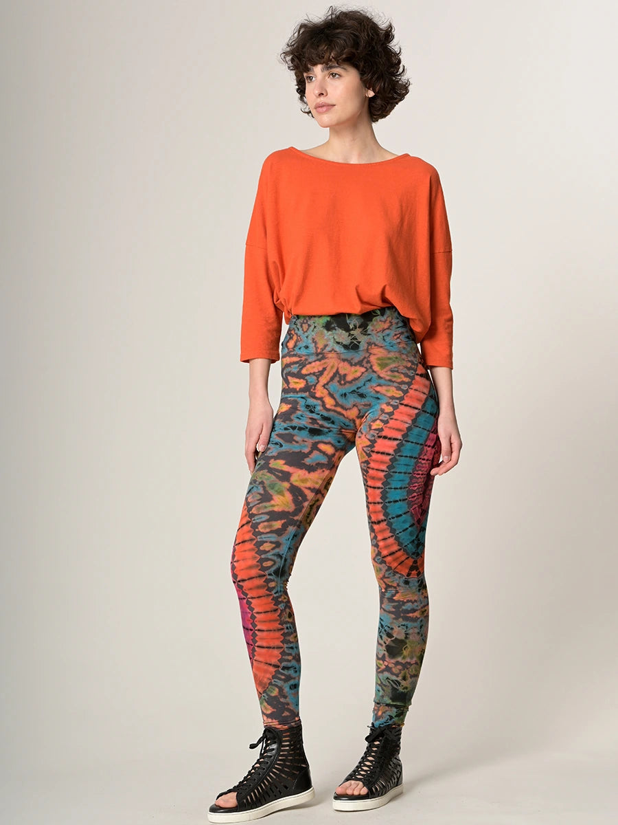 Tie Dye Leggings - Turquoise & Rust - Forgotten Tribes