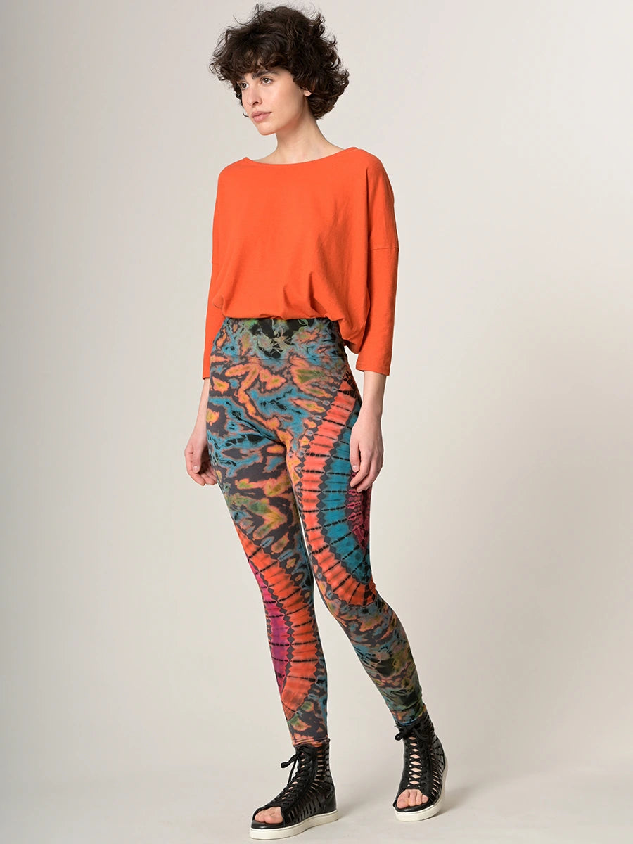 Tie Dye Leggings - Turquoise & Rust - Forgotten Tribes
