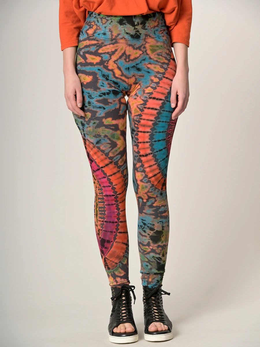 Tie Dye Leggings - Turquoise & Rust - Forgotten Tribes